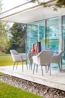 Photo 7 | Bridgman Casual Dining Collection | 100cm Henley Glass and Aluminium Dining Table with 4 Richmond Armchairs | £1,999