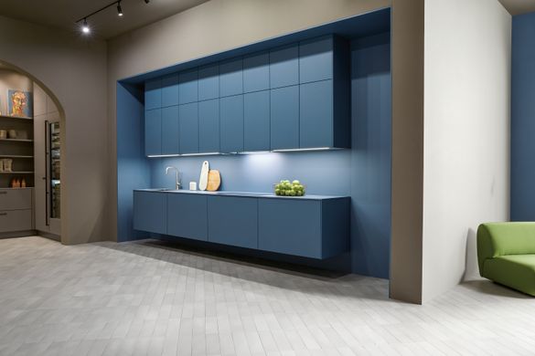 Soak in colour for an eye-catching kitchen. NX510 kitchen furniture by next125 as pictured above in Azure Blue Matt Velvet has a starting price from £7376.04 excluding VAT and is available from next125’s network of independent retailers across the UK and 