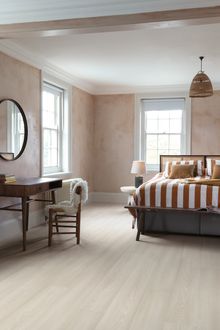 Capture, White Premium Oak laminate floor from £35.49 per m2, Quick-Step, quick-step.co.uk