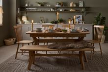 Bentley wooden dining table set with Kingham chairs and Bentley bench.