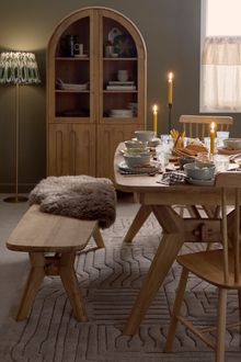Bentley wooden dining set with Kingham chairs and Bentley bench.