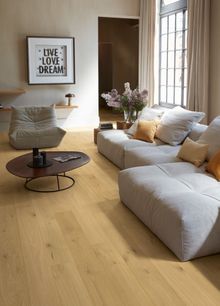 Pure Oak Extra Matt (AMT3100), Amato collection, hardwood floor from £59.99 per m2 Quick-Step, quick-step.co.uk