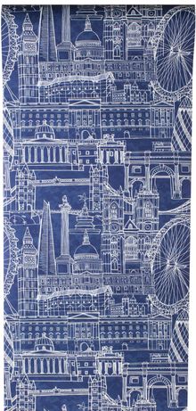 Discovering London wallpaper in night blue by Laura Bohan at Graduate Collection
