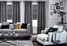 Tattersall Black Linen roller blinds paired with Provincial Chic Pepper curtains
