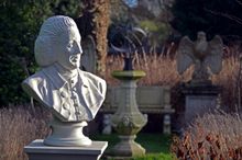 Haddonstone's Lancelot 'Capabiilty' Brown bust displayed at the company's Northamptonshire show gardens