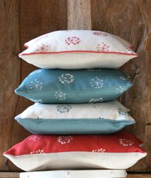 Pile of Cushions in Tiny Trumpets from the Kate Medlicott Asian Sojourn Collection