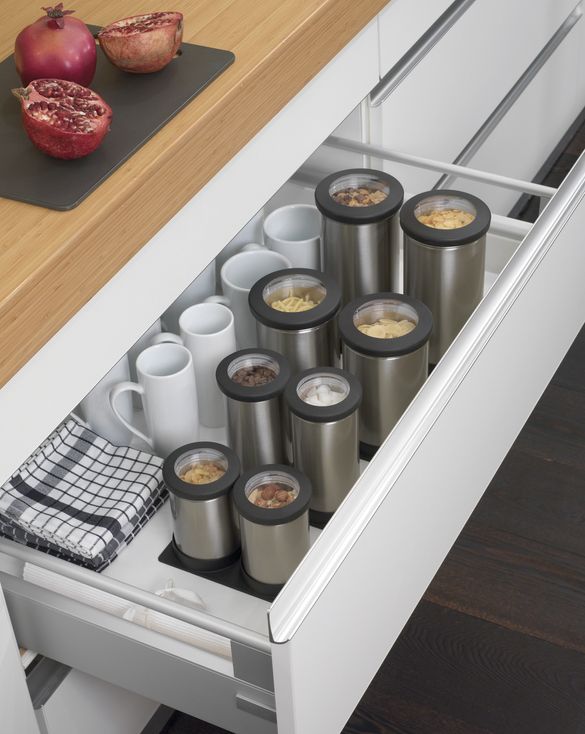 Clear top canisters with non-slip drawer mats