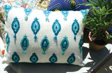 HAN8206. Boho Embriodered Cushion & Pad - Turquoise.