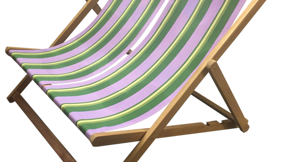 Teak Double Deckchair with 2 slings in Hip Hop Deckchair Fabric